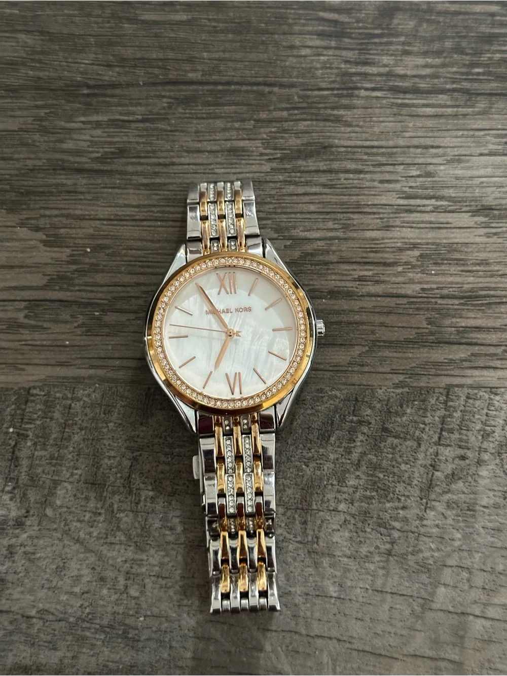 Michael Kors Two-Tone Silver and Rose Gold Crystal Accent Women's Watch